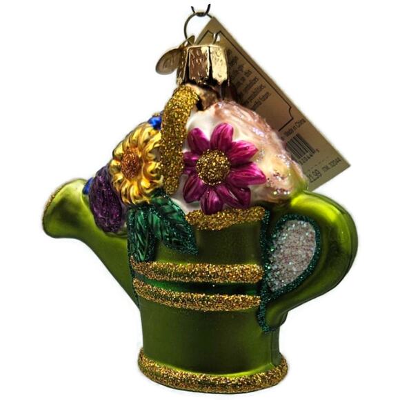 OWC Watering Can Green Flowers Garden Old World Christmas Spring Tree Ornament - Picture 10 of 12